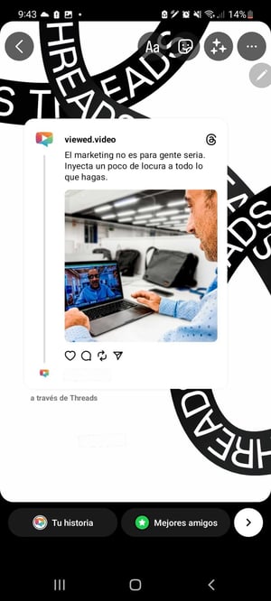 Como compartir una publicación de Threads en historias de Instagram