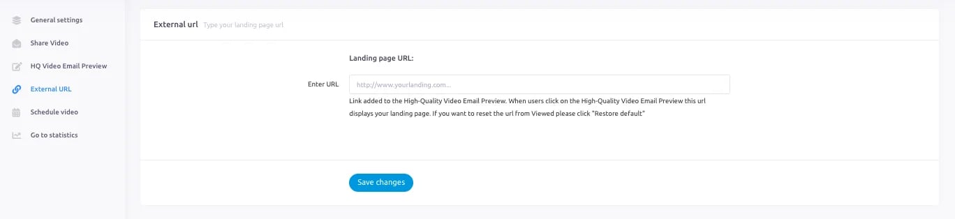 Configuración de la URL del vídeo en el email