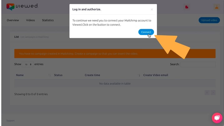 connect mailchimp with viewed