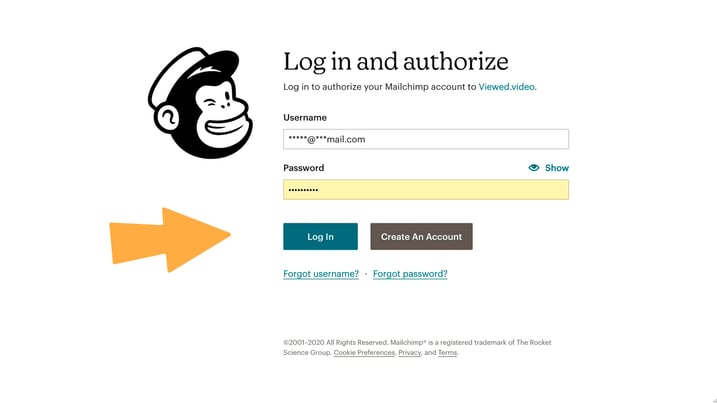mailchimp log in and authorized form