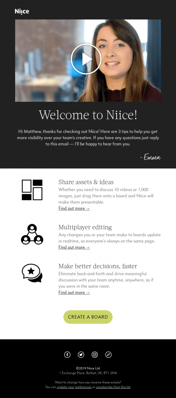 Example of video email