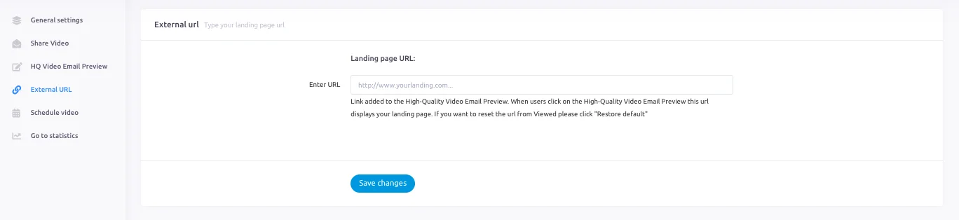 Configuración de la URL del vídeo en el email